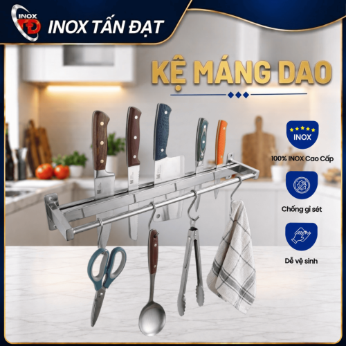 Kệ máng dao Inox 201 dạng ống treo tường 40/50/60cm 