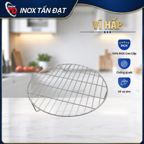 Vỉ Hấp Tròn Inox 201 Có Chân Đế – Vỉ Hấp Thực Phẩm Inox Chắc Chắn, Tiện Lợi