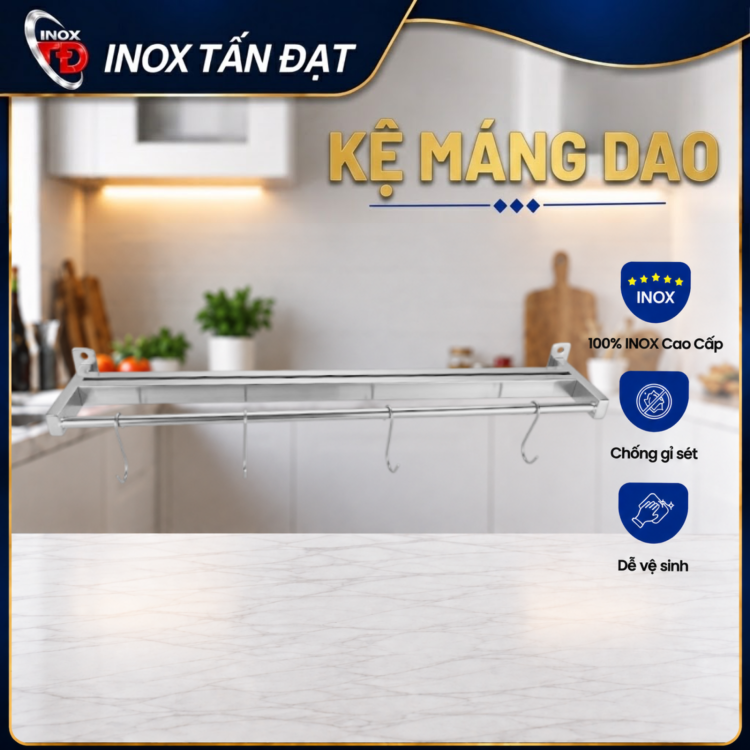 Kệ máng dao Inox 201 dạng ống treo tường 40/50/60cm 