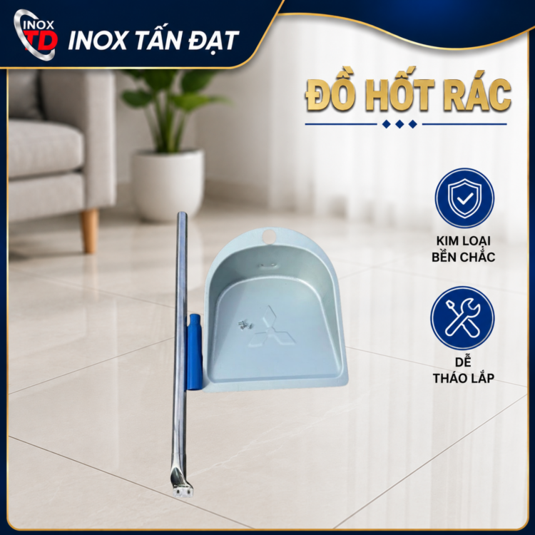 Đồ Hốt Rác Kim Loại Tháo Lắp Cán Dài 76cm Bền Chắc Dễ Sử Dụng