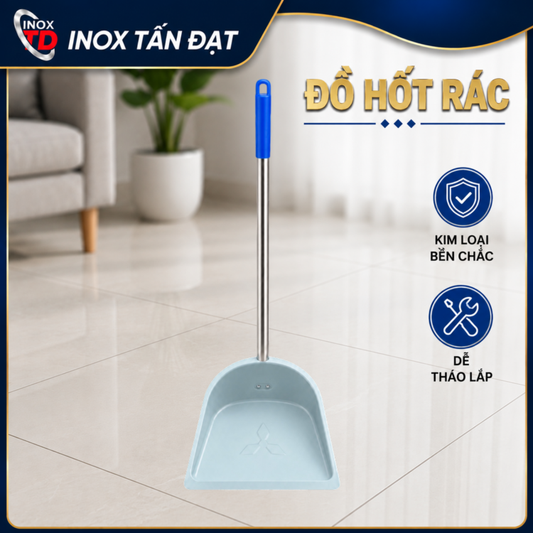 Đồ Hốt Rác Kim Loại Tháo Lắp Cán Dài 76cm Bền Chắc Dễ Sử Dụng