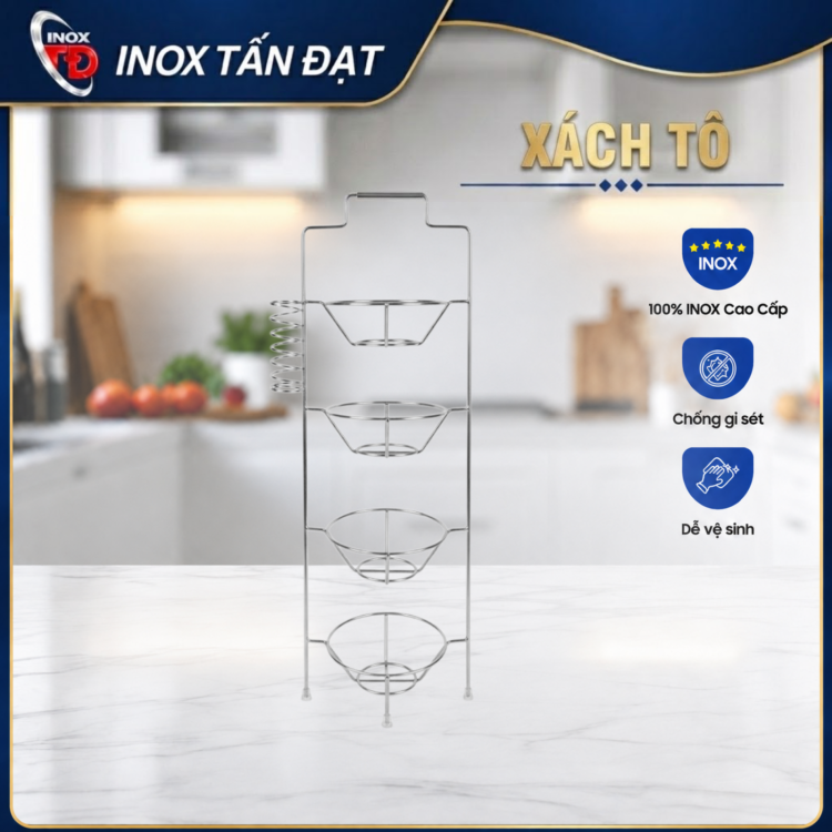 Xách Tô Inox 3 Tầng 4 Tầng Đa Năng Chống Gỉ Tiện Lợi Inox Tấn Đạt