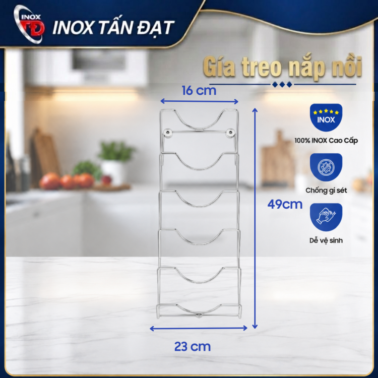 Giá treo nắp nồi inox 201