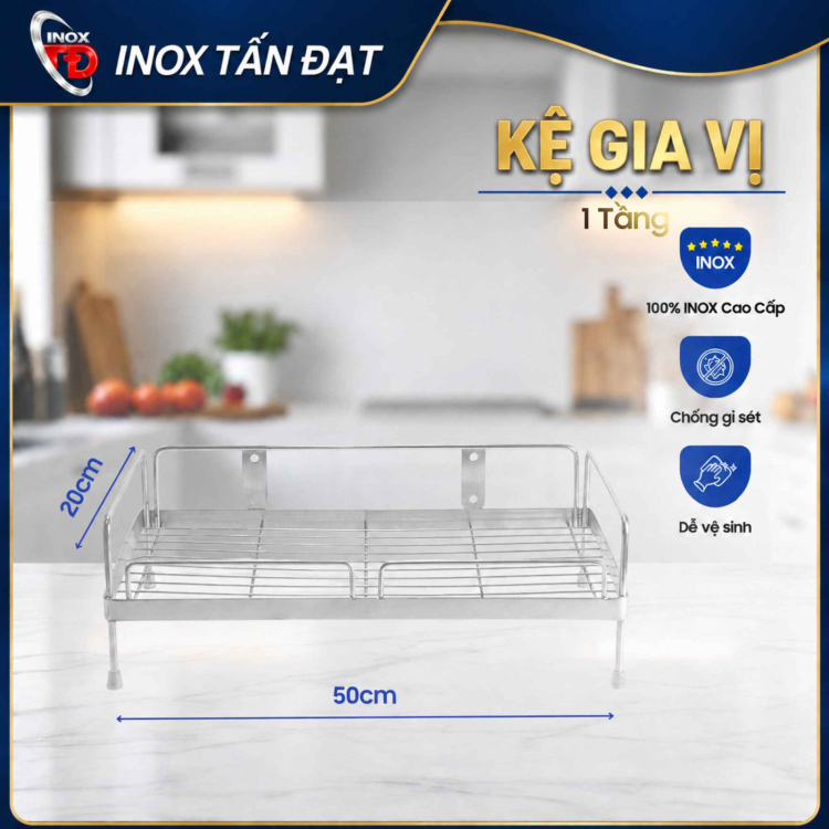 KỆ GIA VỊ INOX 1 TẦNG