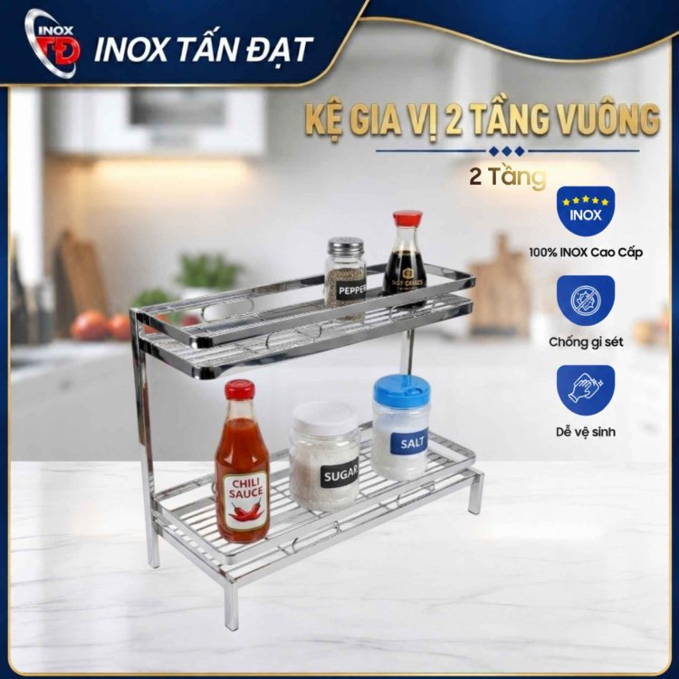 KỆ GIA VỊ 2 TẦNG VUÔNG