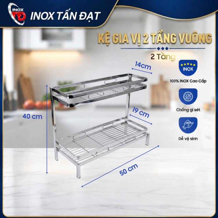 KỆ GIA VỊ 2 TẦNG VUÔNG