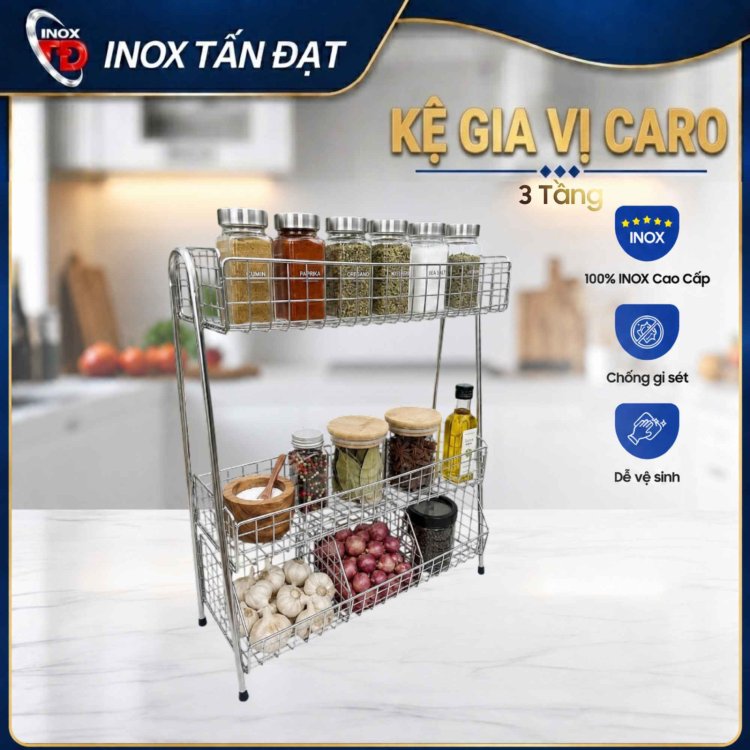 KỆ GIA VỊ CARO 3 TẦNG