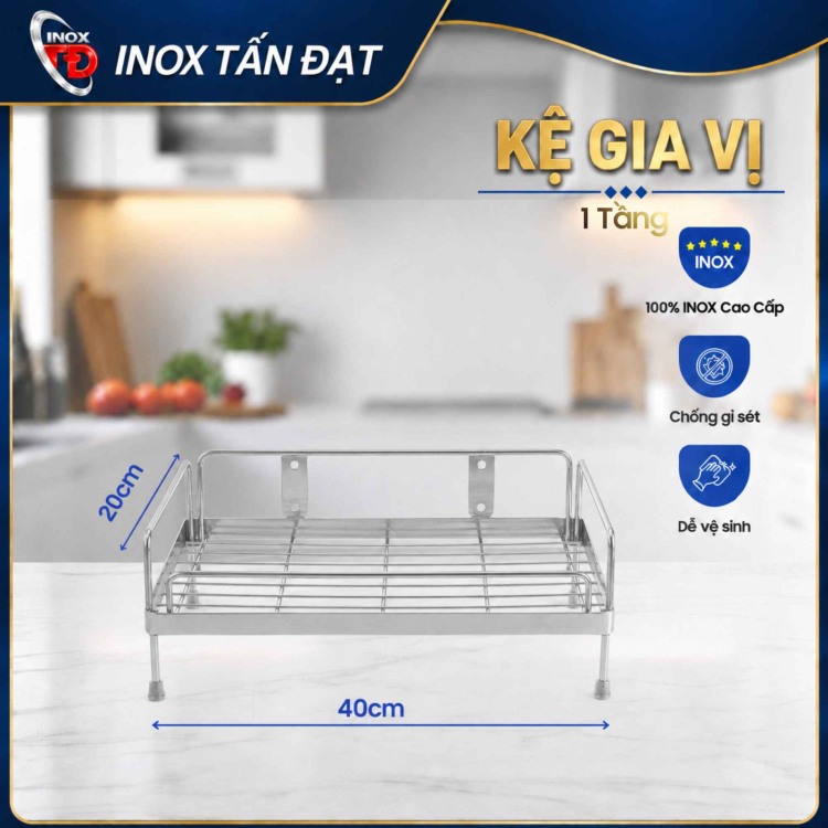KỆ GIA VỊ INOX 1 TẦNG