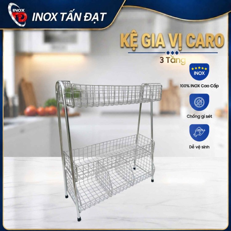 KỆ GIA VỊ CARO 3 TẦNG