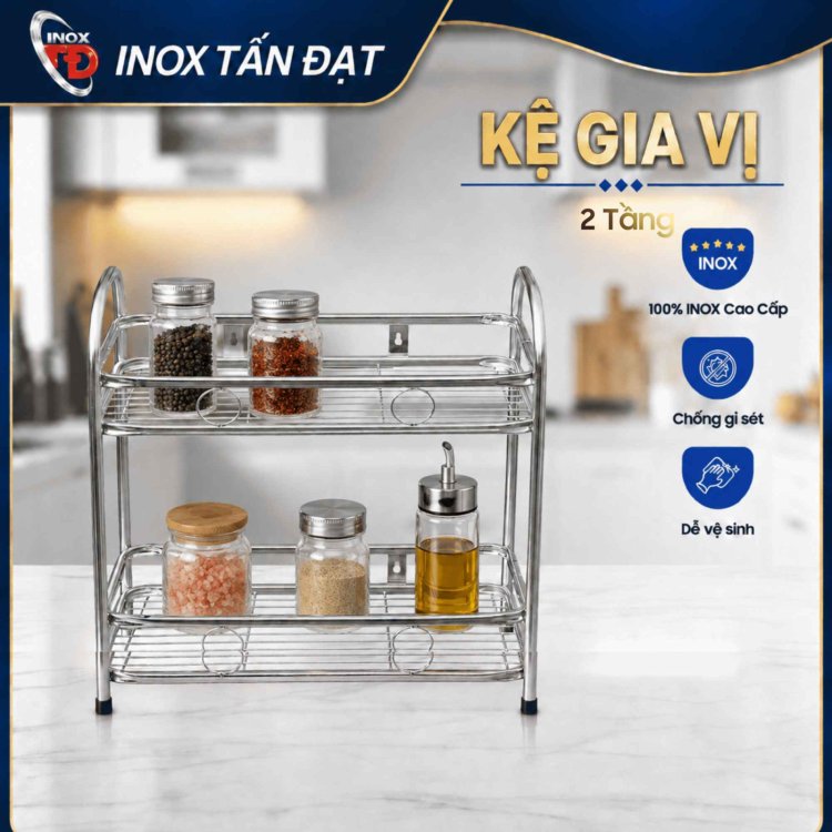 KỆ GIA VỊ INOX 2 TẦNG