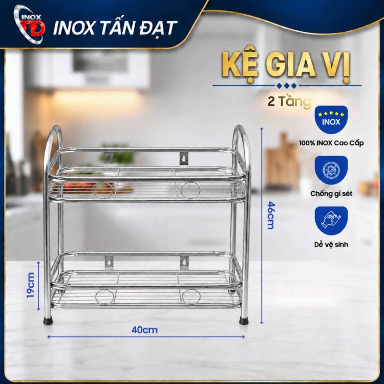 KỆ GIA VỊ INOX 2 TẦNG