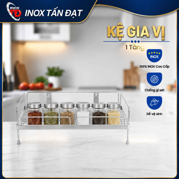 KỆ GIA VỊ INOX 1 TẦNG