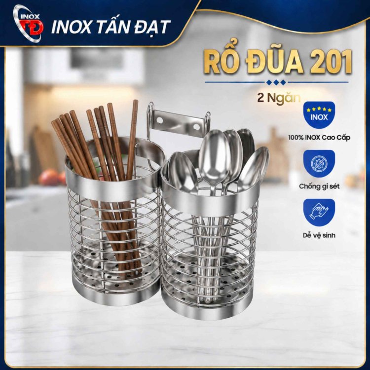 Rỗ đũa tròn inox 201