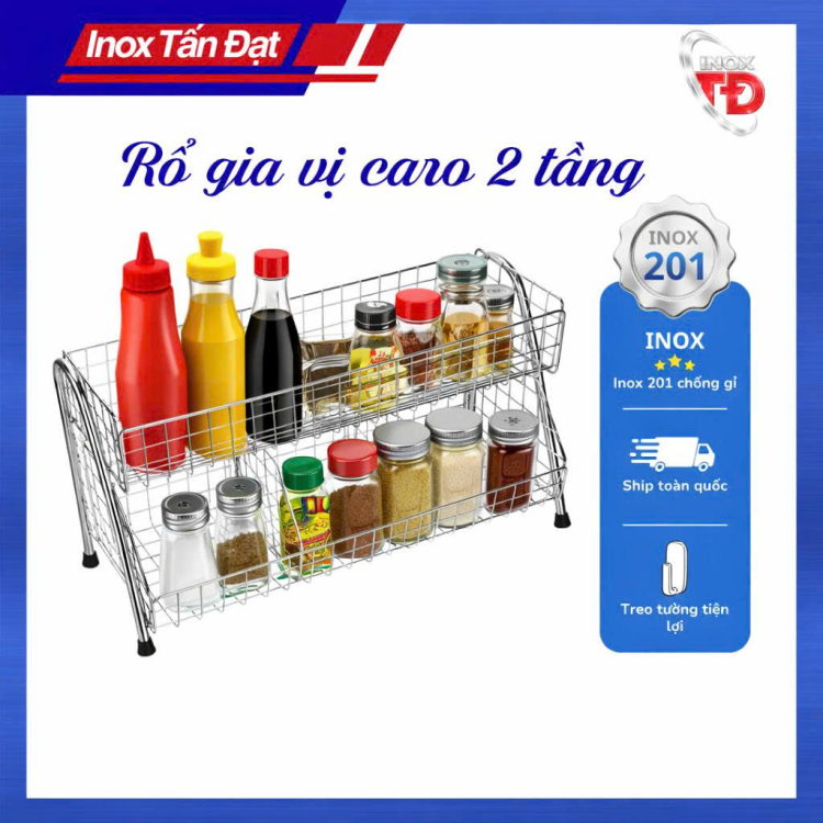 Rổ gia vị caro 2 tầng